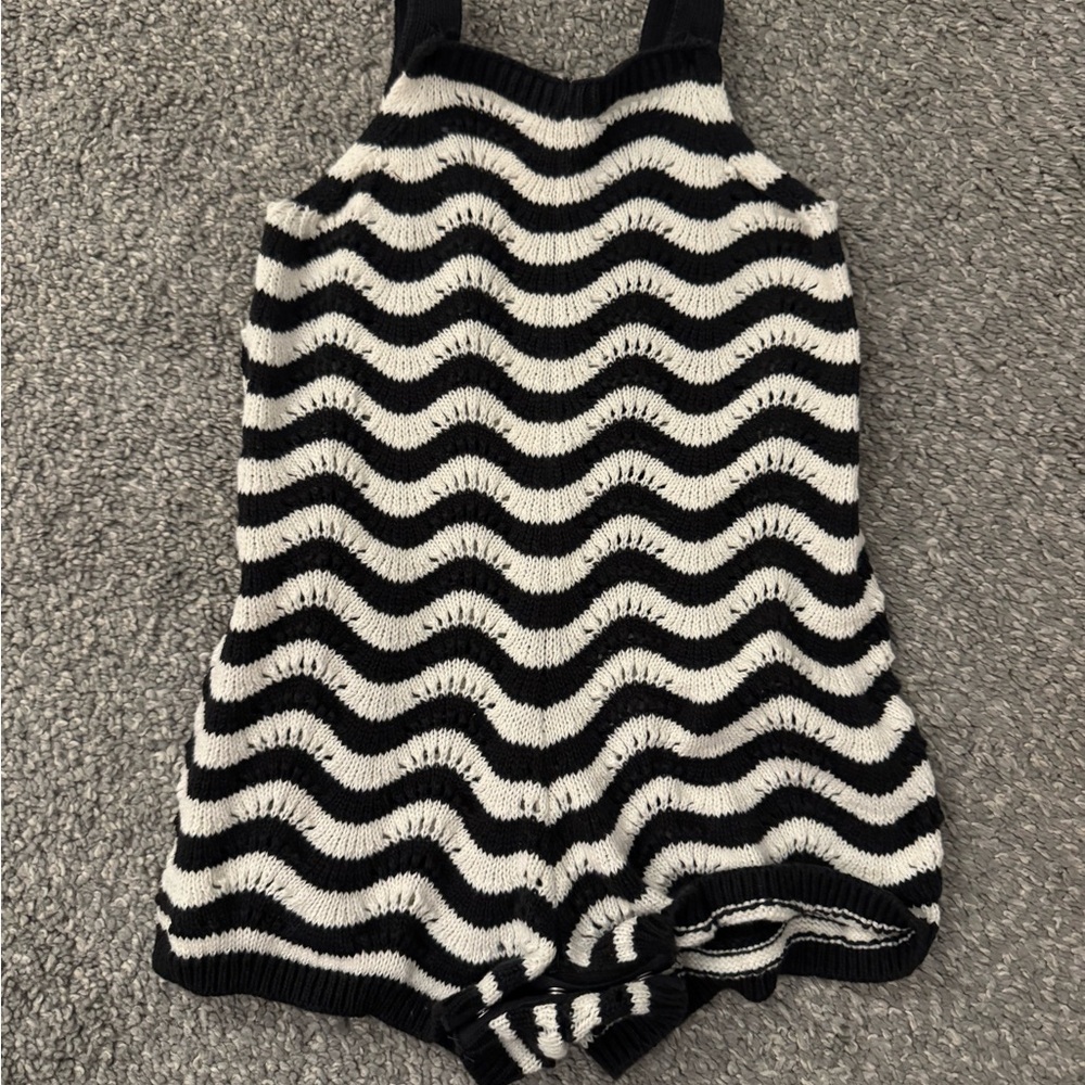 Baby Gap Black and White Striped Knit Romper